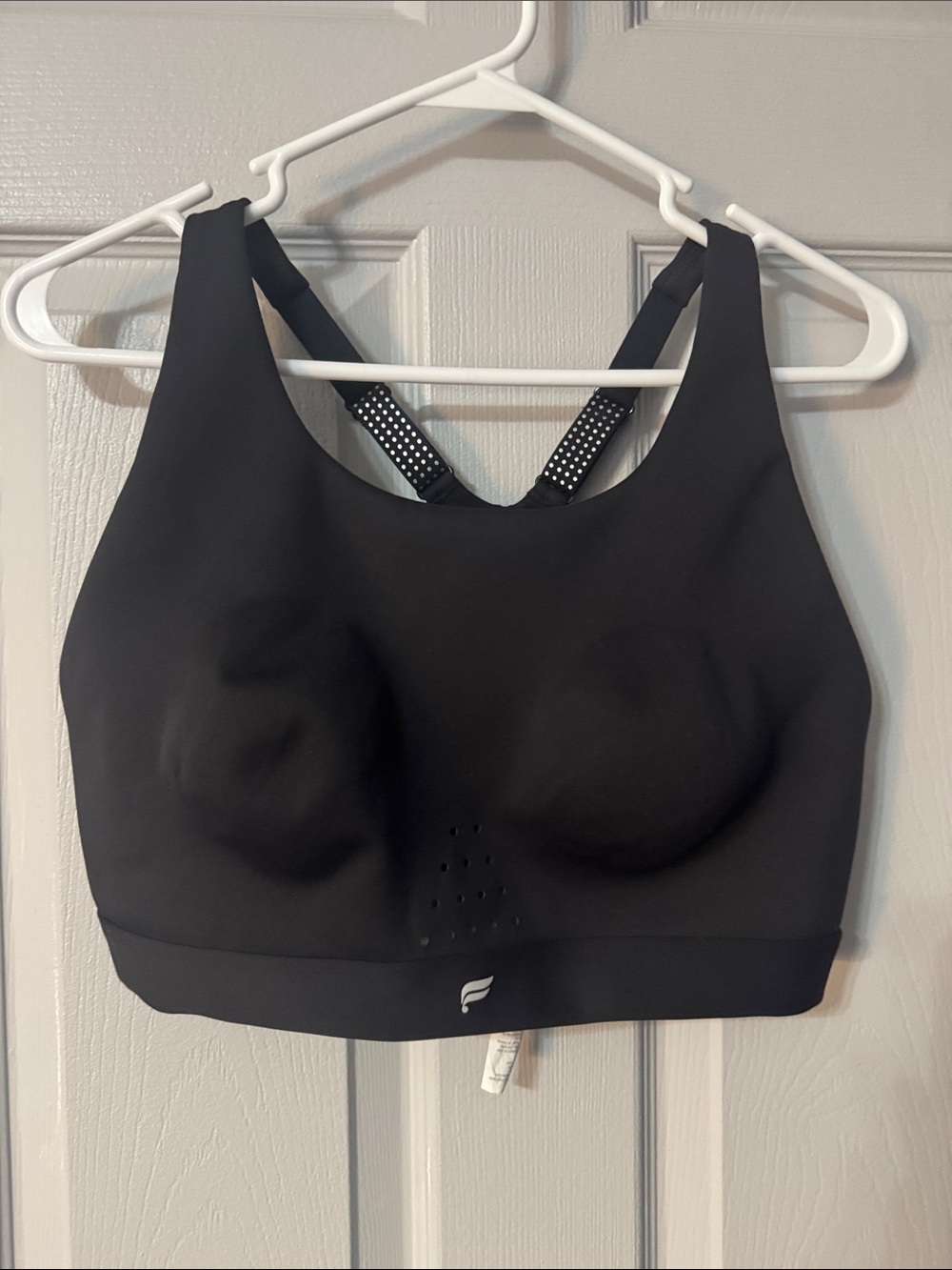 Fabletics Black High-Support Sports Bra with Perforated Front